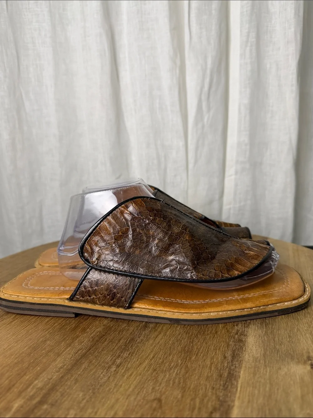 Brown Snakeskin Men’s Slide Sandals